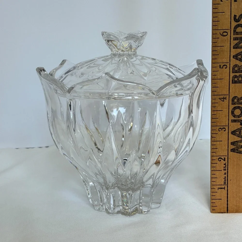 Vtg Lotus Gorham Crystal Candy Dish Cottage Victorian Elegant Grandmother Core